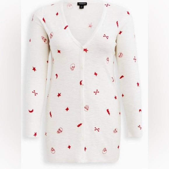 3x 22/24 fits 3x 4x⭐️Torrid Cardigan Sweater Skull Star Moon Mystic Gothic print - Picture 5 of 11